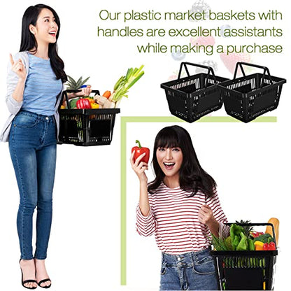 20 Pcs Bulk Shopping Baskets with Handles, Black - color: Black