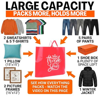 19x15 Large Thank You Bags with Handles for Small Business, 60 pack - color: Pink