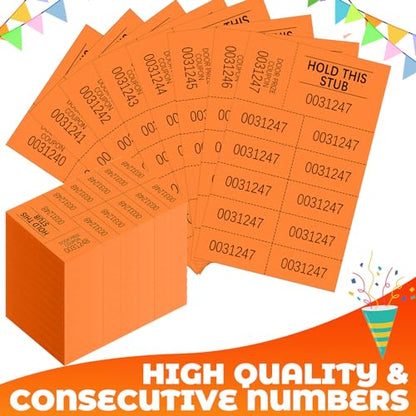 Kosiz 504 Pcs Raffle Tickets Basket Auction 10 Bid Numbers, Orange - color: Orange