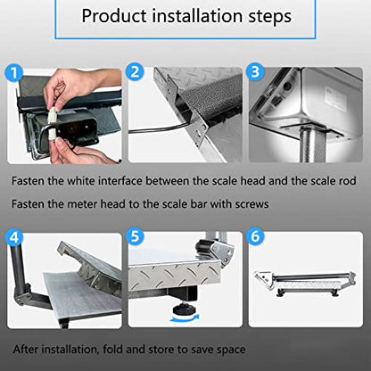 660lb Commercial Platform Scale Stainless Steel LCD Display - color: Black-B