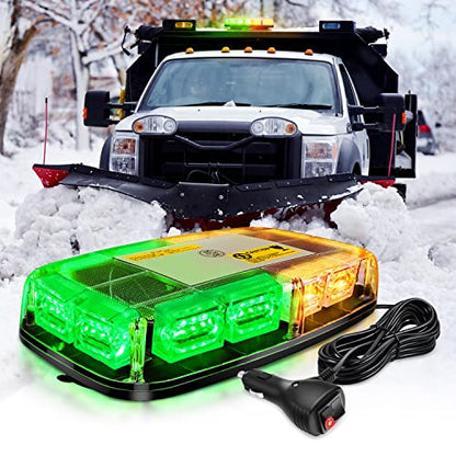 Nilight 12 Inch Roof Top Strobe Lights 48LED 12V 24V - color: Amber and Green
