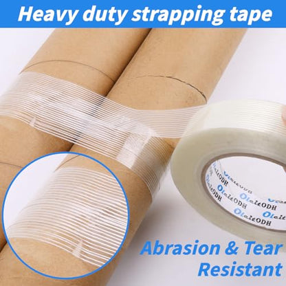Oleitodh 16 Rolls Strapping Tape 1 Inch x 60 Yards 5.5 Mil Fiberglass Tape - size: 1in x 60Yds