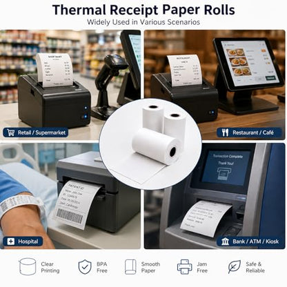 FungLam Thermal Receipt Paper Rolls 3-1/8 x 230ft, 10 rolls - size: 10 Rolls
