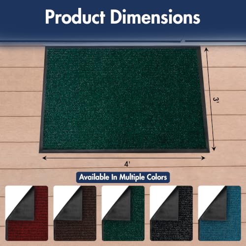 Notrax 109 Industrial Door Mat, 3' x 4' Green, Made in the USA - color: Hunter Green, size: 3' x 4' (Rectangular)