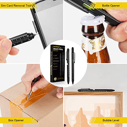 MAFEHAN 10-in-1 Multitool Pen Set, Gifts for Men Dad Husband Grandpa - color: Black&black