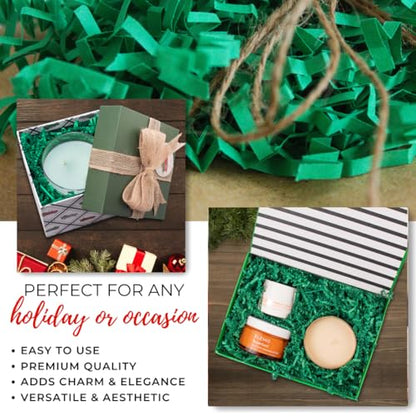 MagicWater Crinkle Cut Paper Gift Basket Filler - 2 LB - Green - color: Green