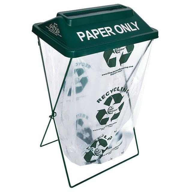 Zero Waste Event Trash and Recycling System | Portable Paper Recycling Bin | Great for Events, Festivals, Schools - 5 Pack - Green - color: Green, style: Paper