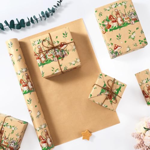 WERNNSAI Baby Shower Kraft Wrapping Paper - 33 ft Baby Shower Wrap Paper - color: Baby Animal-Garden
