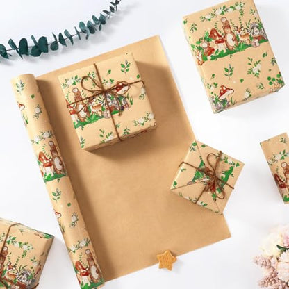 WERNNSAI Baby Shower Kraft Wrapping Paper - 33 ft Baby Shower Wrap Paper - color: Baby Animal-Garden