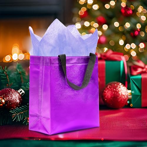 KeerxunBag Purple Gift Bags - 12pk - Reusable - With Inner Liner Paper - color: Purple