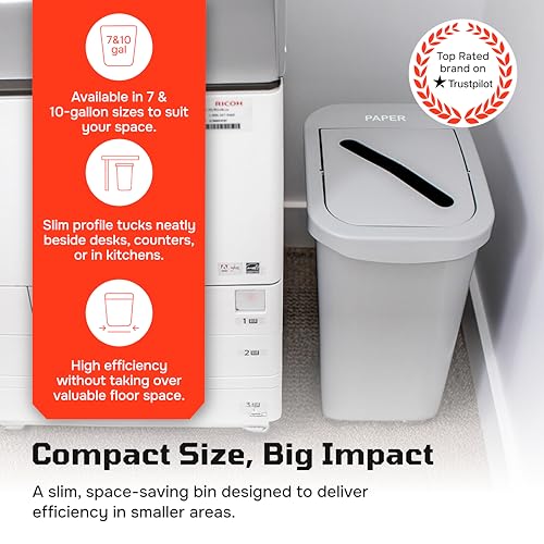 City Box Recycling Plastic Trash Can with Lid for Office - color: Recycle Waste, size: 7 Gallon
