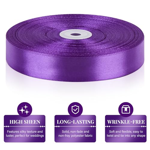 Purple Satin Ribbon 1 Inch x 100 Yards - color: Purple