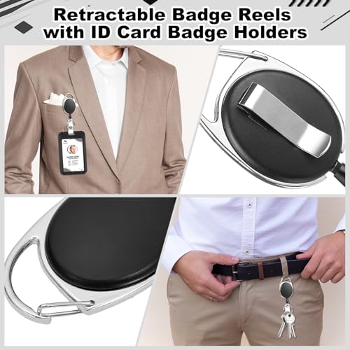 5 Pack Retractable Badge Holders with Double-Sided Windows Id Card Holders - style: 5 Set Double-Sided Windows