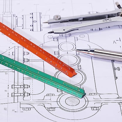 Mr. Pen- Small Architectural Scale Ruler, Aluminium, 6 Inch, 2 Pack - color: B. Green & Orange