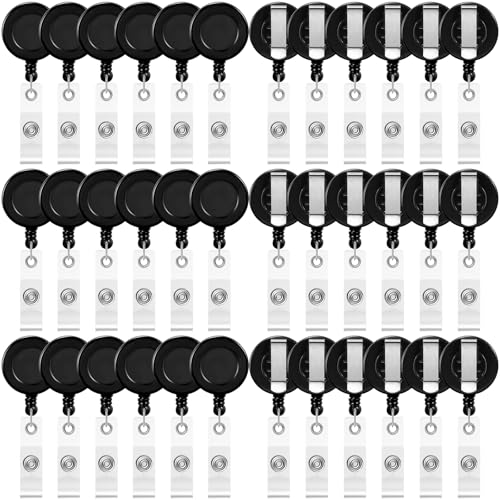 Zonon 100 Pcs Retractable Badge Reel ID Holder with Clip,Black - color: Black