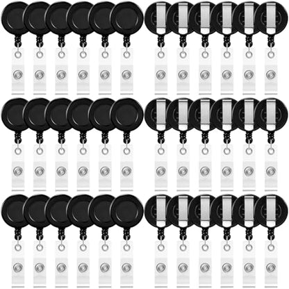 Zonon 100 Pcs Retractable Badge Reel ID Holder with Clip,Black - color: Black
