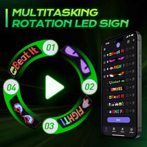 KJOY Huge Bright Programmable LED Sign，23''x5'' Flexible Digital Scrolling LED Display, Bluetooth APP Control Custom Text Pattern Animation LED Store Signs for Car Business Hotel School - size: 23"x5"-1PCS
