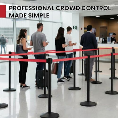 Crowd Control Warehouse 2-Pack Retractable Belt Barriers, 11 Ft Red - color: Red Belt with Black Post