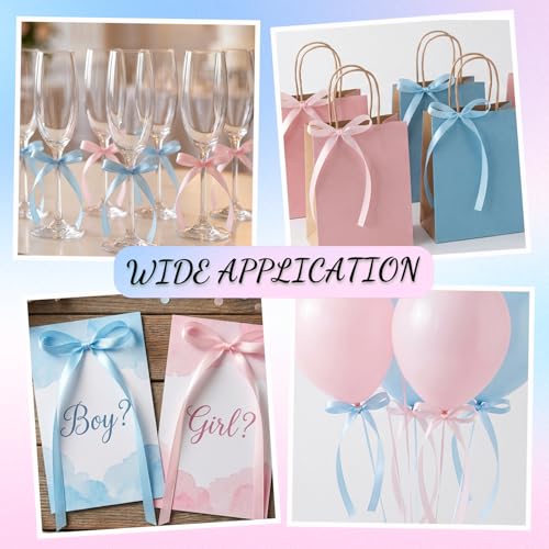 30 Pack Pink Blue Bow Cake Toppers Ribbon Bows for Cake - color: Pink, Blue