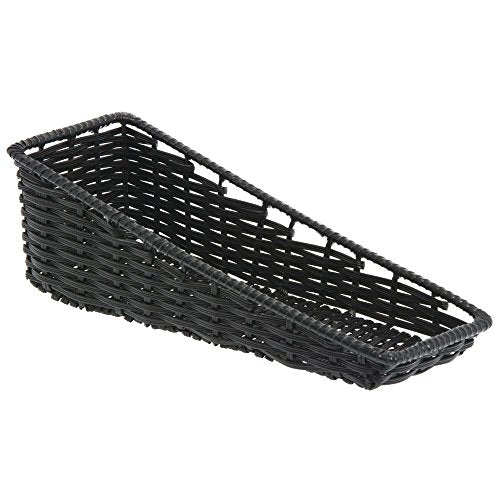 HUBERT Tapered Wicker Look Tapered Storage Basket, Rectangular Black - 7 1/2"L x 20"D x 1 1/2" to 6"H - color: Black, size: 7.5"Lx 20"Dx1.5-6"H