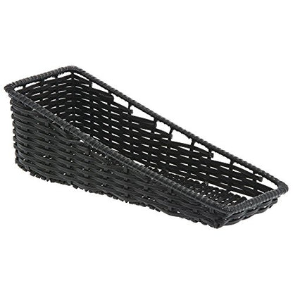HUBERT Tapered Wicker Look Tapered Storage Basket, Rectangular Black - 7 1/2"L x 20"D x 1 1/2" to 6"H - color: Black, size: 7.5"Lx 20"Dx1.5-6"H
