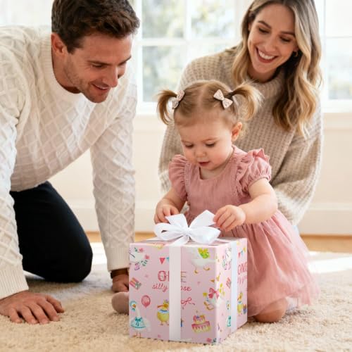WERNNSAI Silly Goose Wrapping Paper 17 In x 33 Ft 1st Birthday Gift Wrap - color: Silly Goose