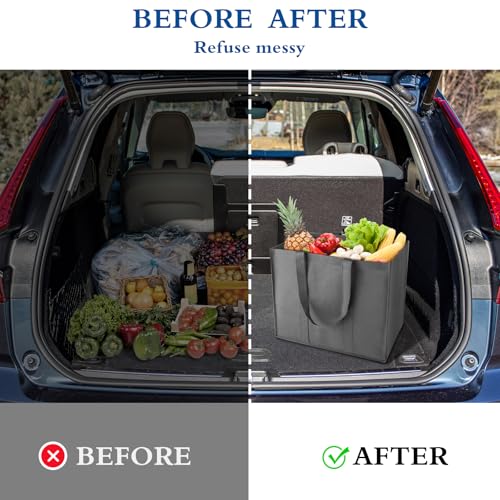 Reusable Grocery Shopping Bags 10 Pack Large Foldable Tote Bags Bulk - color: Black, Dark Grey