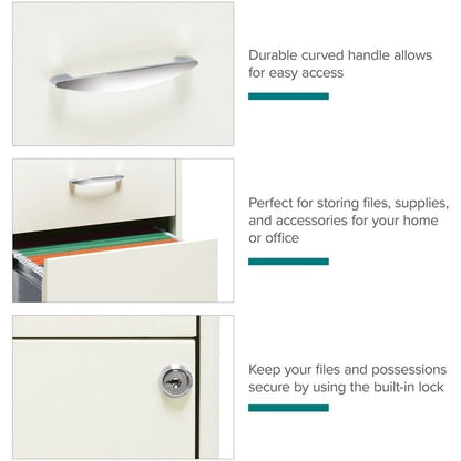 Pemberly Row 3 Drawers 27.32" Vertical White Metal Filing Cabinet Lockable Pre-Assembled Stationary Letter Size for Home, Office - color: White