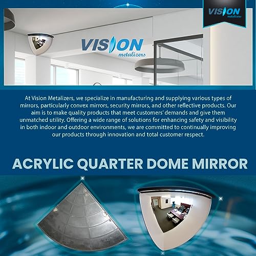 18" Acrylic Quarter Dome Mirror With Plastic Back, Round Indoor Security for Driveway Safety Spots, Outdoor Warehouse Side View, Circular Wall for Office Use (DPB1814) - size: 18"L x 18"W