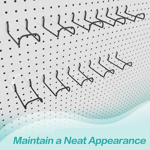 Square Pegboard Hooks 12pcs Dual-Brace Flat L Racks Peg Board (Black) - color: Black