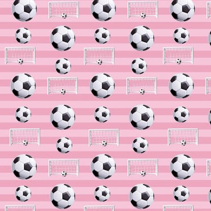 RUSPEPA Soccer Wrapping Paper Roll, Mini Roll, Pink Football Ball & Goal Design Gift Wrap Paper for Girls, Kids, Sports Fans, Soccer Party, Team Celebration, Game Day, 17 Inches x 16.4 Feet - color: Pink Soccer