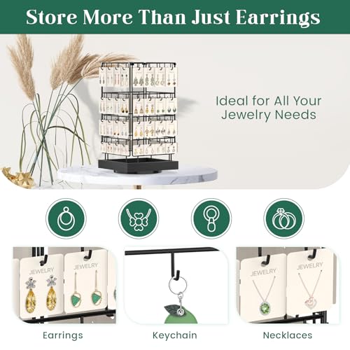 EsLuker.ly Rotating Earring Display Holder Stand for Vendors Selling, Black - color: Black+Black