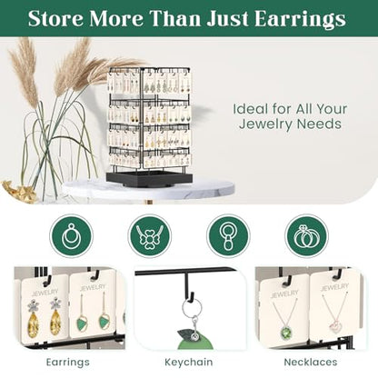 EsLuker.ly Rotating Earring Display Holder Stand for Vendors Selling, Black - color: Black+Black