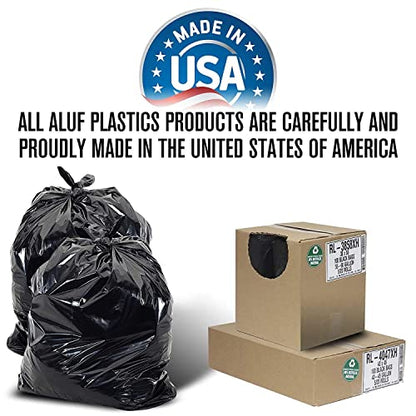 Aluf Plastics T-Tough Roll Pack Low Density Repro Blend Star Seal Coreless Rolls Bag, 33 Gallon 2 Mil, 39" Length x 33" Width, XXH Strength, Black (Pack of 400) - color: Black, style: 33 Gal, 1.5 Mil, 400 Count