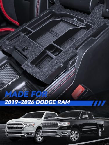 for Ram 1500 Center Console Organizer 2019-2025 2026 Dodge Ram 1500 2500 3500 Accessories Armrest Tray Middle Storage Box Insert Container Durable ABS Plastic - size: for 2019-2026 Dodge Ram