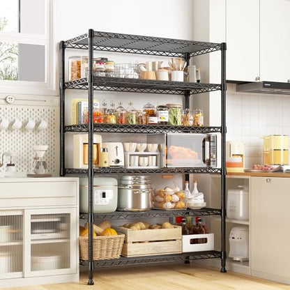 REIBII 71" H 6-Tier Heavy Duty Wire Shelving, 1200 lbs, 2-in-1 Adjustable - size: 6 Tier-14"D x 29"W x 71"H