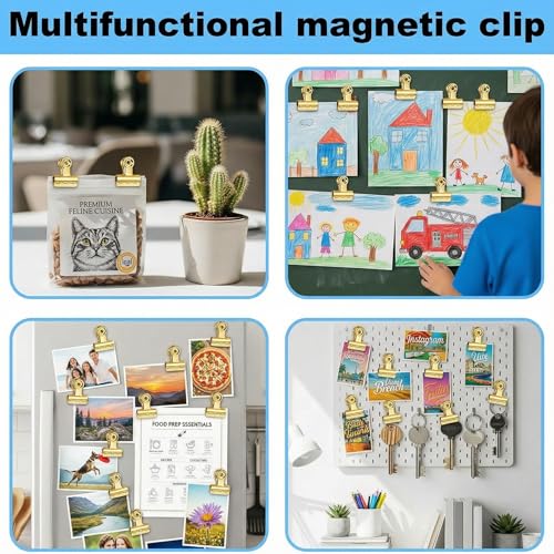 MorningRo 18 Pcs Magnetic Clips Metal Heavy Duty, Gold, 2.2 Inch - color: Gold