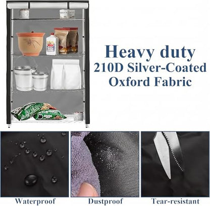 STARVAST Wire Shelf Cover, 210D Heavy Duty Silver-Coated Oxford Fabric, Dustproof, Heat Insulation, Wire Standing Shelving Covers with Zipper, Outdoor Storage Wire Rack Covers, 36" W x 18" D x 72" H