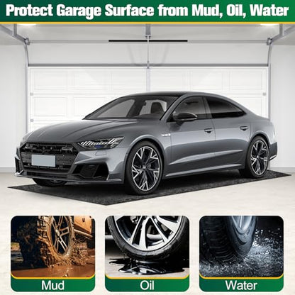 ToLanbbt Garage Floor Mat 60" x 36" - Oil Spill Mat for Under Car Driveway Oil Drip Pad with 8P Tapes, Waterproof Backing, Leak Absorbent, Reusable, Washable, Protect Garage Floor (1P, Dark Gray) - size: 5'x3'