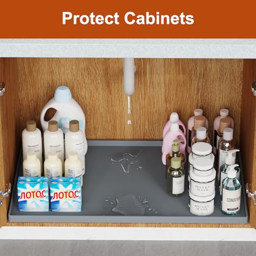 40" x 22" Extra Thick Silicone Mat Waterproof with Raised Edge, Gray - color: Gray, size: 40"L x 22"W