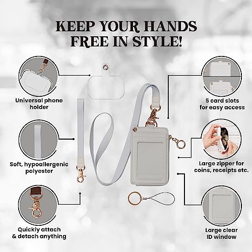 MONDO DESIGNS 2-in-1 ID Badge Holder Lanyard Wallet - Off White - color: Off White