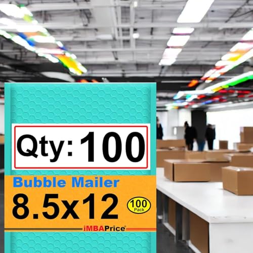 iMBAPrice 100-Pack #2 (8.5" x 12") Premium Hot Teal Color Self Seal Poly Bubble Mailers Padded Shipping Envelopes (Total 100 Bags) - color: Teal Poly Bubble, size: 8.5"x12" Poly (100 Envelopes) Value Pack