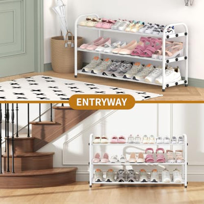 Hleelomi 3-Tier Metal Expandable Shoe Rack for Closet and Entryway, White - color: White, size: 3-Tier