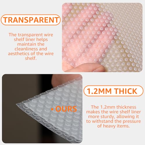 PABUSIOR Shelf Liner for Wire Shelving: Clear 1.2mm Thick Leakproof - size: 15.5"W x 157"L