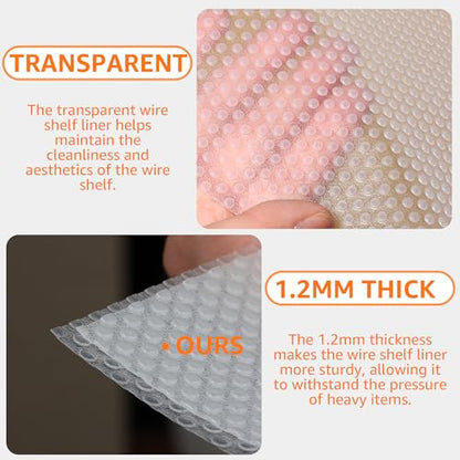 PABUSIOR Shelf Liner for Wire Shelving: Clear 1.2mm Thick Leakproof - size: 15.5"W x 157"L