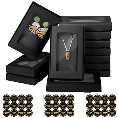 Crtiin 30 Pack Jewelry Gift Boxes Set with Clear Window, Black - color: Black