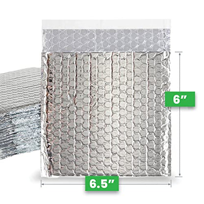 EcoFoil Thermal Insulated Bubble Mailer 6" x 6.5" - 10-Pack - Heat-Protective & Lightweight Bubble Mailer, Protects Temperature-Sensitive Contents, Food Grade Shipping Material - size: 6" x 6.5"