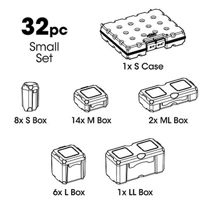 DotBox Small Set - 32 pcs - 31 Storage Boxes in a Carrying Case - size: Small Set