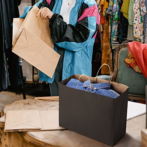 SHOPDAY Black Paper Bags with Handles 16x6x12, 25 Pack Large Kraft Paper Bags Bulk, Tote Bag Shopping Bags, Paper Gift Bags, Retail Bag Merchandise Bags for Grocery Business Takeouts - color: Black
