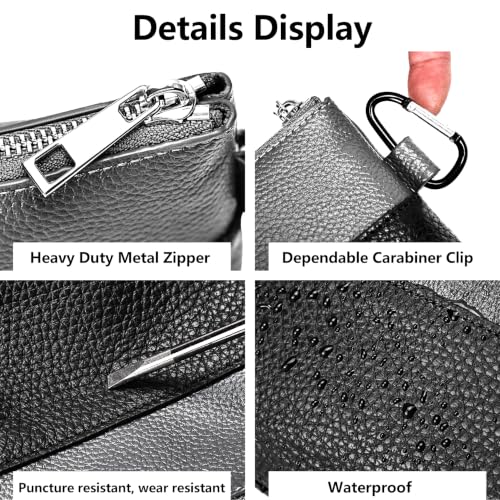 Leather Tool Bag Zipper Pouch, Premium Tool Pouch with Zipper, Utility Multipurpose Storage Organizer Tool Pouches with Carabiner Metal Zipper for Tools, Stationary, Pencil Pouch - size: 3 packs Combo mixed size